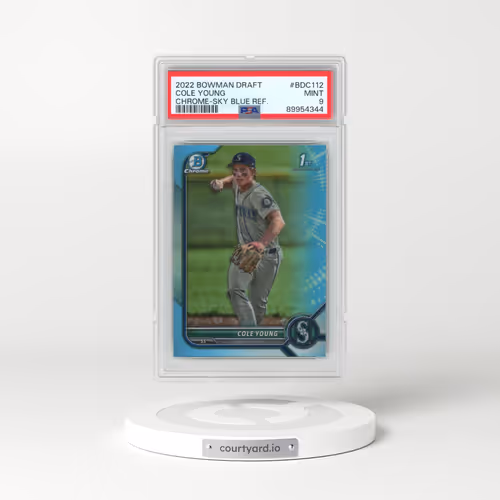 2022 Bowman Draft #BDC112 Cole Young - Chrome-Sky Blue Refractor (PSA 9 MINT)