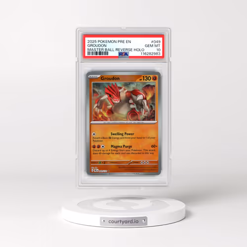 2025 Pokémon Pre EN-Prismatic Evolutions #049 Groudon - Reverse Holo Master Ball (PSA 10 GEM MINT)