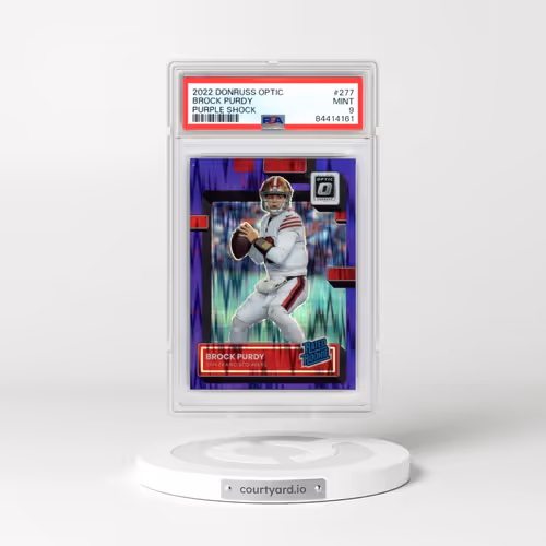 2022 Panini Donruss Optic #277 Brock Purdy - Purple Shock (PSA 9 MINT)