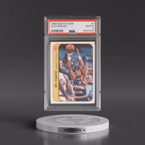 1986 Fleer Sticker #4 Alex English (PSA 8 NM-MT)