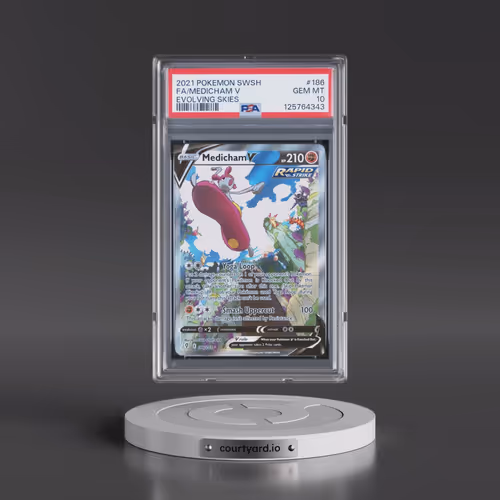 2021 Pokémon Sword & Shield Evolving Skies #186 Medicham V - Holo Full Art (PSA 10 GEM MINT)