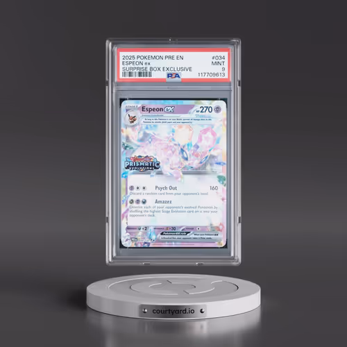 2025 Pokémon Pre EN-Prismatic Evolutions #034 Espeon EX - Holo Surprise Box Exclusive (PSA 9 MINT)