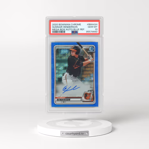 2020 Bowman Chrome Mega Box Autographs #BMAGH Gunnar Henderson - Blue Refractor (PSA 10 GEM MINT)