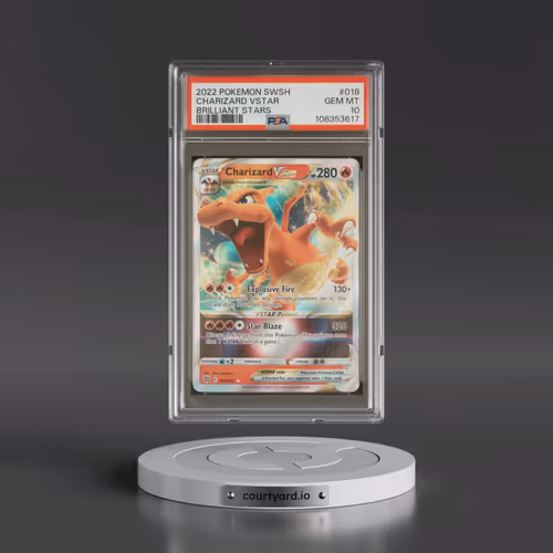 2022 Pokémon Sword & Shield Brilliant Stars #018 Charizard Vstar (PSA 10 GEM MINT)