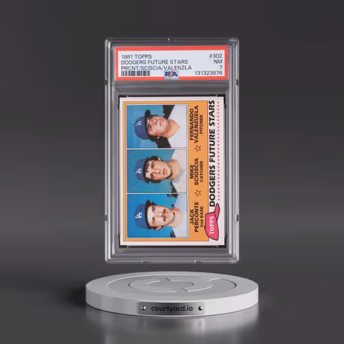 1981 Topps #302 Dodgers Future Star - Perconte/Scioscia/Valenzuela (PSA 7 NM)