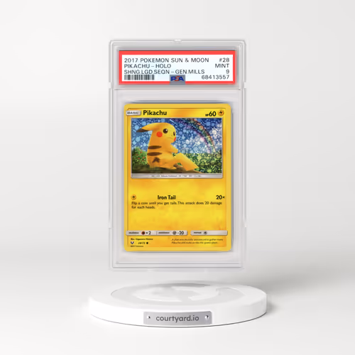 2017 Pokémon Sun & Moon Shining Legends #28 Pikachu - Holo Sequin-General Mills Mini Packs (PSA 9 MINT)