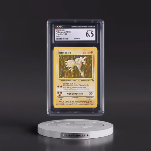 1999 Fossil #7/62 Hitmonlee - Galaxy Star Holo (CGC 6.5 EX-NM+)