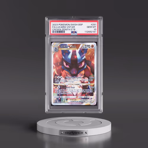 2023 Pokémon Swsh Black Star Promo #291 Lucario Vstar - Full Art Crown Zenith Elite Trainer Box (PSA