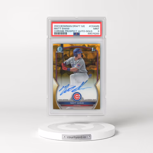 2023 Bowman Draft Sapphire Edition Chrome Prospect Autographs #CDAMS Matt Shaw - Gold (PSA 9 MINT)