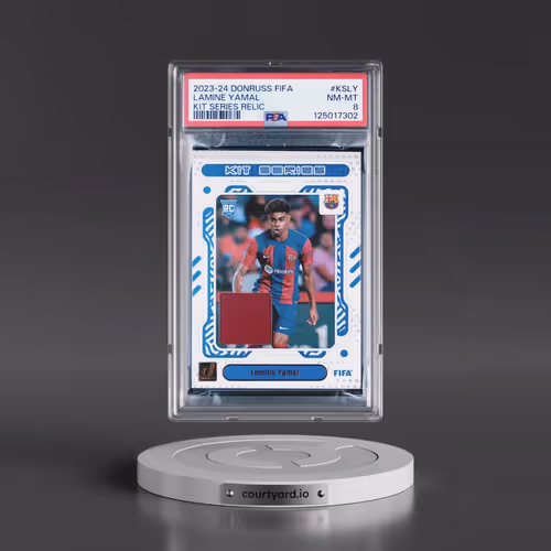 2023-24 Panini Donruss FIFA Kit Series Relics #KSLY Lamine Yamal (PSA 8 NM-MT)