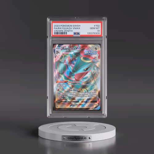 2023 Pokémon Sword and Shield Crown Zenith #102 Rayquaza Vmax - Full Art (PSA 10 GEM MINT)