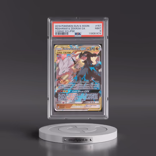 2019 Pokémon Sun & Moon Cosmic Eclipse #157 Reshiram & Zekrom GX - Holo (PSA 9 MINT)