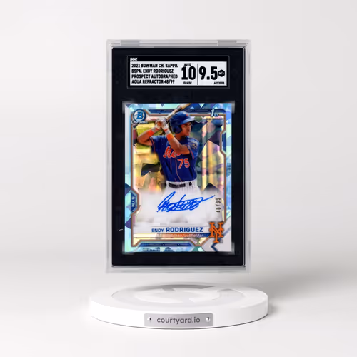 2021 Bowman Chrome Sapphire #BSPA-ERO Endy Rodriguez - Prospect Auto. Aqua Refractor (SGC 9.5 MINT+)