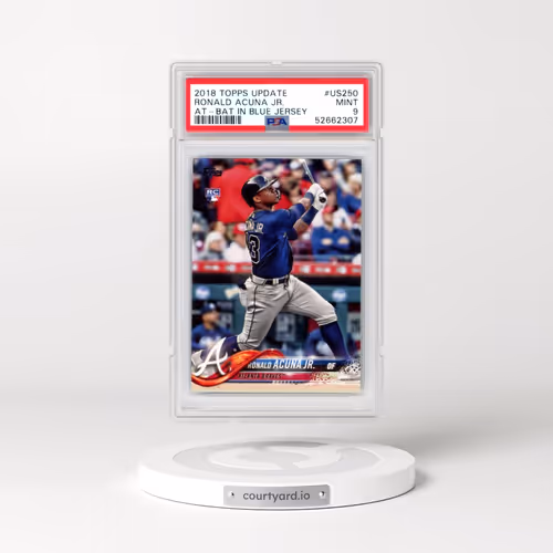 2018 Topps Update #US250 Ronald Acuna Jr. - At-Bat in Blue Jersey (PSA 9 MINT)