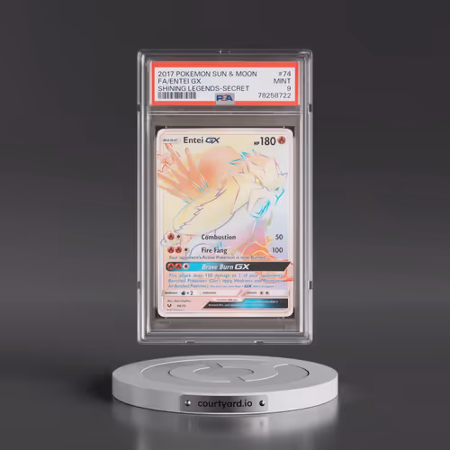 2017 Pokémon Sun & Moon Shining Legends #74 Entei GX - Holo Full Art Secret (PSA 9 MINT)