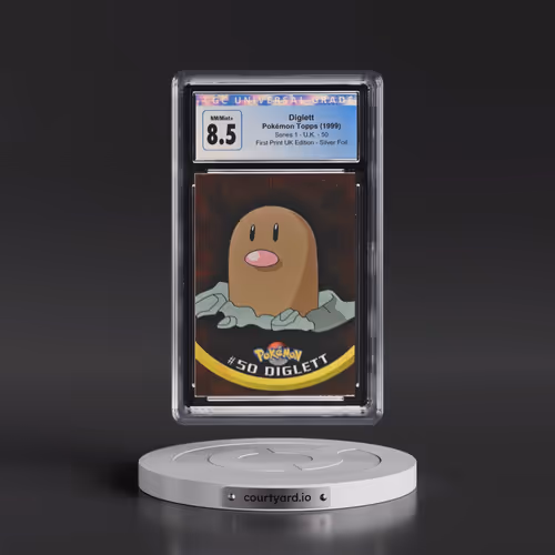 1999 Series 1 (Circular Nintendo Seal) #50 Diglett - 1st Print UK Ed (Blue Topps Logo) Silver Foil (