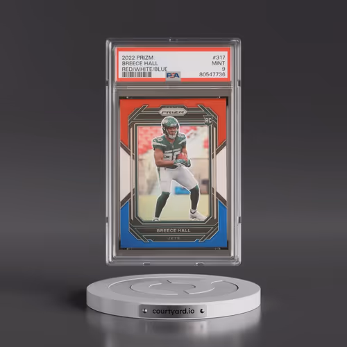 2022 Panini Prizm #317 Breece Hall - Red/White/Blue (PSA 9 MINT)