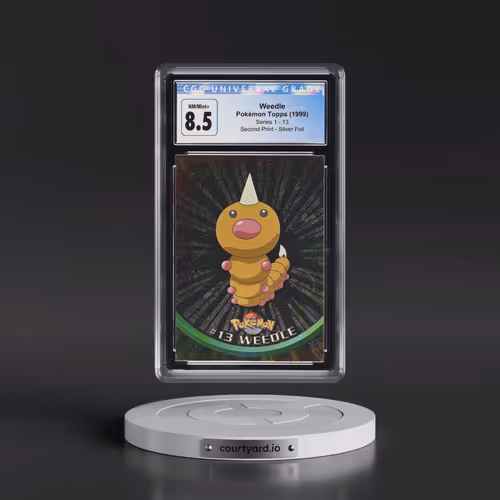 1999 Series 1 (Oval Nintendo Seal) #13 Weedle - Second Print (Black Topps Logo) Silver Foil (Rays) (