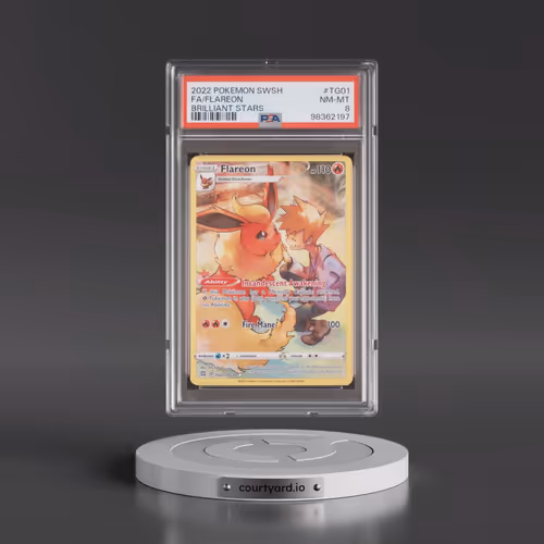 2022 Pokémon Sword & Shield Brilliant Stars #TG01 Flareon - Full Art (PSA 8 NM-MT)