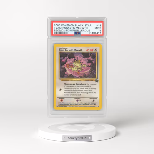 1999 Black Star Promos #18 Team Rocket's Meowth - Pokémon League (PSA 9 MINT)