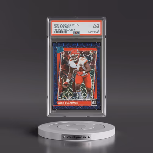 2021 Panini Donruss Optic #275 Nick Bolton - Purple Velocity (PSA 9 MINT)
