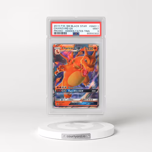 2019 Pokémon SM Black Star Promo #SM211 Charizard GX - Holo Hidden Fates Tins (PSA 9 MINT)