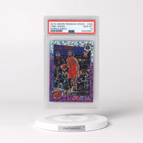 2019 Panini Hoops Premium Stock #295 Coby White - Purple Disco (PSA 10 GEM MINT)