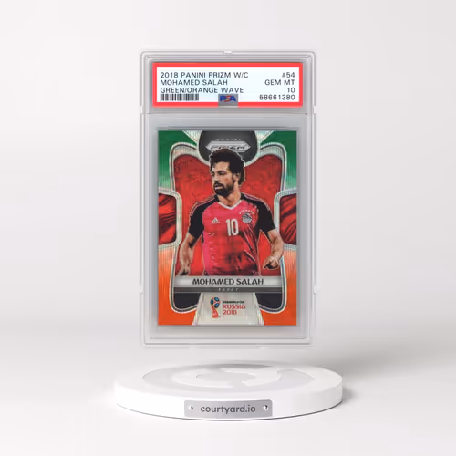 2018 Panini Prizm World Cup #54 Mohamed Salah - Green/Orange Wave (PSA 10 GEM MINT)