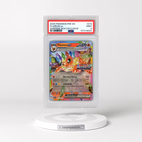 2025 Pokémon Pre EN-Prismatic Evolutions #014 Flareon EX - Holo Surprise Box Exclusive (PSA 9 MINT)