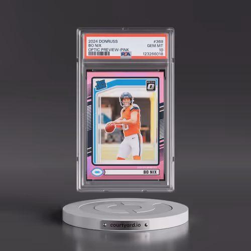 2024 Panini Donruss #369 Bo Nix - Optic Preview-Pink (PSA 10 GEM MINT)