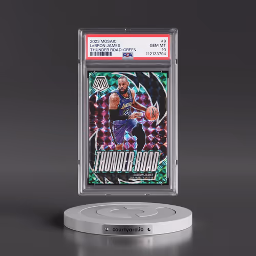 2023 Panini Mosaic Thunder Road #9 LeBron James - Green (PSA 10 GEM MINT)