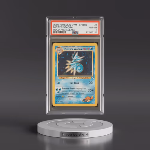 2000 Pokémon Gym Heroes #9 Misty's Seadra - Holo-Prerelease (PSA 8 NM-MT)