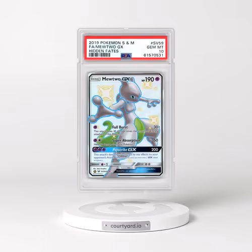 2019 Pokémon Sun & Moon Hidden Fates #SV59 Mewtwo GX - Holo Full Art (PSA 10 GEM MINT)