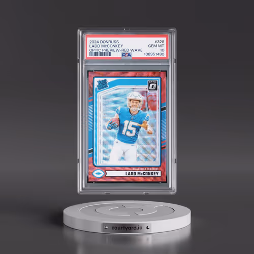 2024 Panini Donruss #328 Ladd McConkey - Optic Preview-Red Wave (PSA 10 GEM MINT)