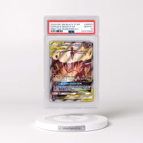 2020 Pokémon SM Black Star Promo #SM240 Espeon & Deoxys GX - Holo Tag Team Powers Collection (PSA 10