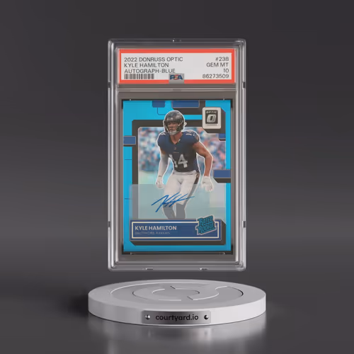 2022 Panini Donruss Optic #238 Kyle Hamilton - Autograph-Blue (PSA 10 GEM MINT)