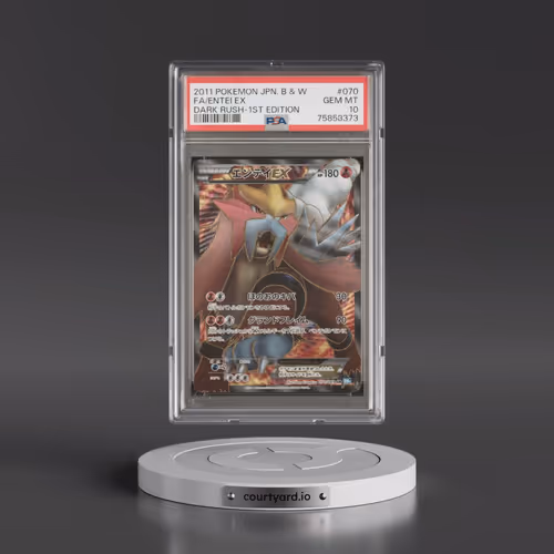 2011 Pokémon Black & White Dark Rush #070 Entei EX - 1st Edition Holo Full Art (PSA 10 GEM MINT)