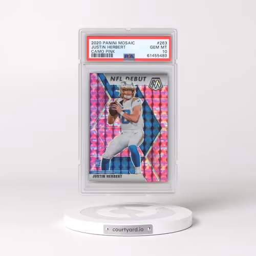 2020 Panini Mosaic #263 Justin Herbert - Camo Pink (PSA 10 GEM MINT)