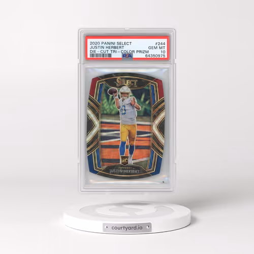 2020 Panini Select #244 Justin Herbert - Die-Cut Tri-Color Prizm (PSA 10 GEM MINT)
