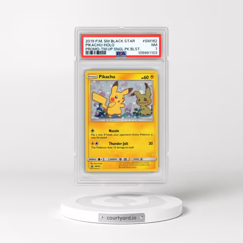 2019 Pokémon SM Black Star Promo #SM162 Pikachu - Holo Team Up Single Pack Blisters (PSA 7 NM)