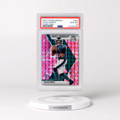 2020 Panini Mosaic #265 Jalen Hurts - Camo Pink (PSA 10 GEM MINT)