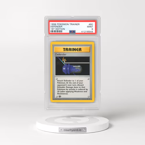1999 Pokémon Game #80 Defender - 1st Edition (PSA 9 MINT)