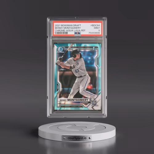 2021 Bowman Draft #BDC84 Benny Montgomery - Chrome-Aqua Lava Refractor (PSA 9 MINT)