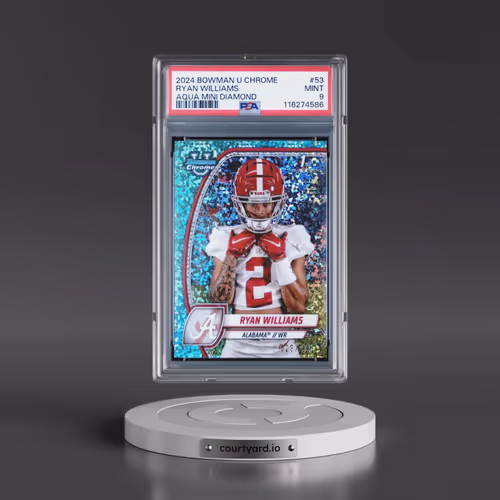 2024 Bowman University Chrome #53 Ryan Williams - Aqua Mini Diamond (PSA 9 MINT)