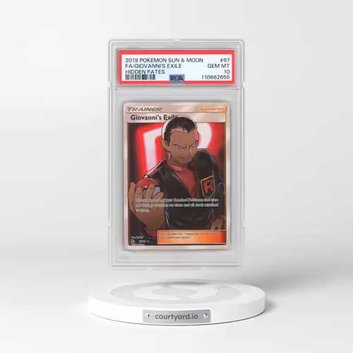 2019 Pokémon Sun & Moon Hidden Fates #67 Giovanni's Exile - Full Art (PSA 10 GEM MINT)