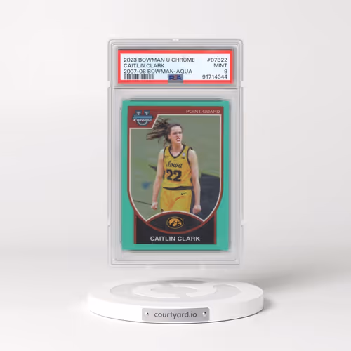 2023 Bowman University Chrome 2007-08 Bowman #07B22 Caitlin Clark - Aqua Refractor (PSA 9 MINT)