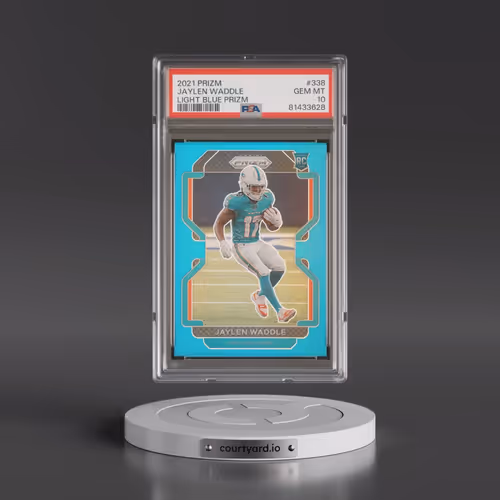 2021 Panini Prizm #338 Jaylen Waddle - Light Blue Prizm (PSA 10 GEM MINT)