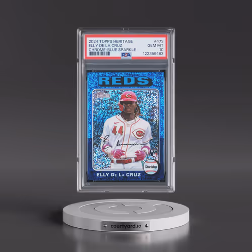 2024 Topps Heritage #473 Elly de La Cruz - Chrome-Blue Sparkle (PSA 10 GEM MINT)