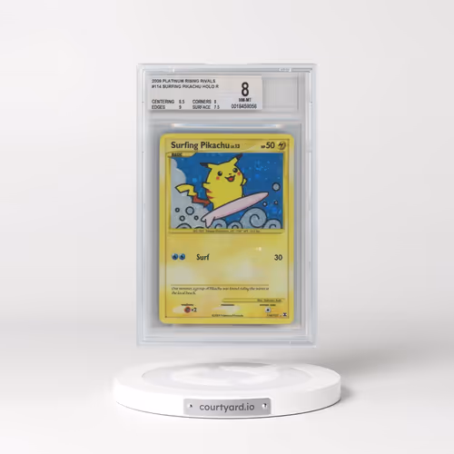 2009 Pokémon Platinum Rising Rivals #114 Surfing Pikachu - Holo (BGS 8 NM-MT)