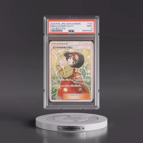 2018 Pokémon Sun & Moon Tag Bolt #107 Erika's Hospitality - Full Art (PSA 9 MINT)